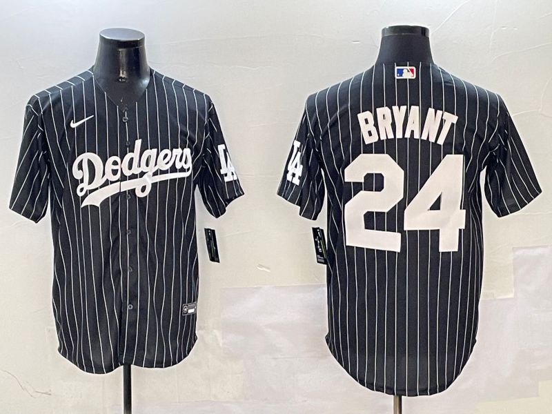 Men Los Angeles Dodgers #24 Bryant Black Stripe Jointly Name 2025 Nike MLB Jersey style 4